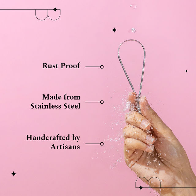 Perfora Silver Tongue Cleaner For Fresh Breath, Improved Taste Sense & Bacteria Removal