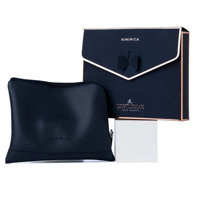 Kimirica Gentlemen Travel Case | Luxe 9-in-1 Grooming Set in Vegan Leather Bag | Self-Care for Him