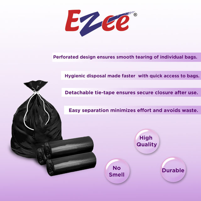 Ezee Premium Large Size Garbage Bag With Detachable Tie Tape