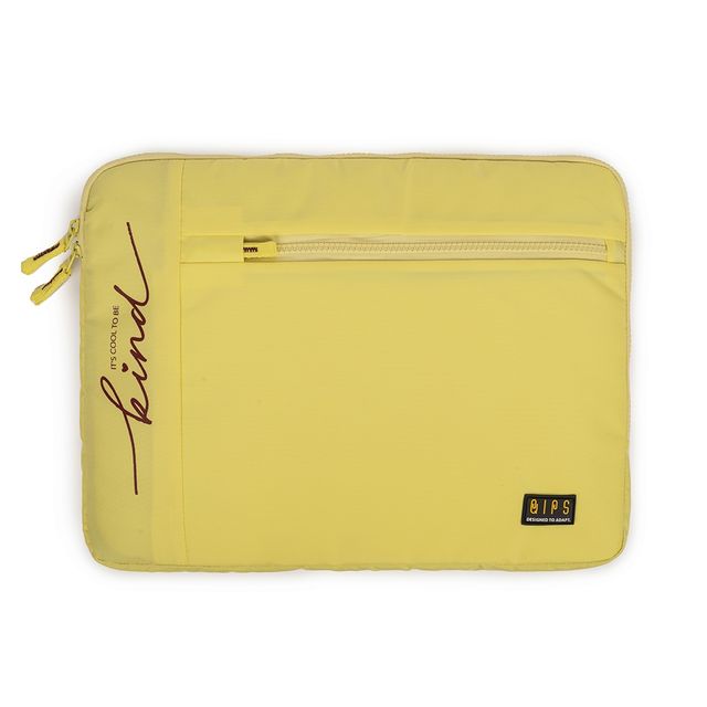QIPS Unisex Solid PU Coated Polyester 15.6 L Laptop Sleeve | Yellow - 15.6 Inches