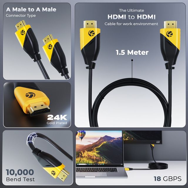 Lapcare HDMI 2.0 Cable 1.5Meter | 4K@60Hz | 18Gbps Speed | ARC & 3D Support | Durable PVC