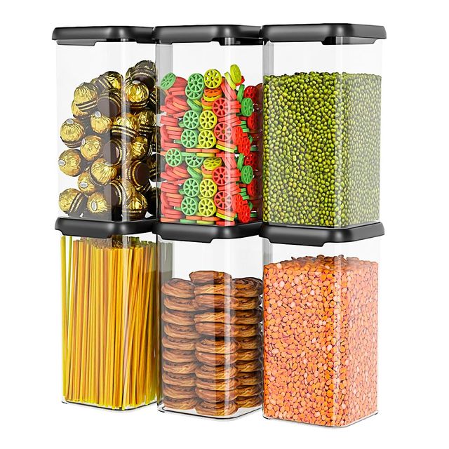 Tex-Ro Simple Cap Plastic Container for Kitchen Organizer - 1500 ml | Pack of 6