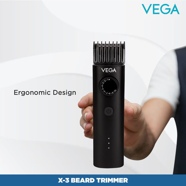 VEGA Men X3 Beard Trimmer For Men With Quick Charge, 90 Mins Run-Time, Waterproof, For Cord & Cordless Use And 40 Length Settings, (Vhth-24)