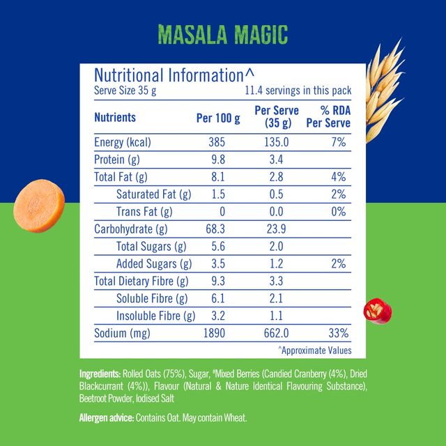 Quaker Classic Masala Oats | Pouch | Artificial Colour-free and Preservative-free