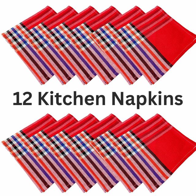 Lushomes Napkins - Multi Red | Machine Washable | Multipurpose Cotton | 18 x 18 inch