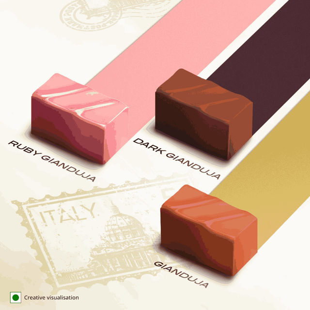 Fabelle Gianduja Trilogy - Assorted Hazelnut Infused 12 Chocolate Cubes