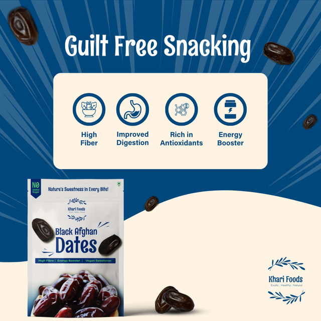 Khari Foods Kimera Dates(400gms) & Khari Foods Black Afghan Dates(200gms) Combo