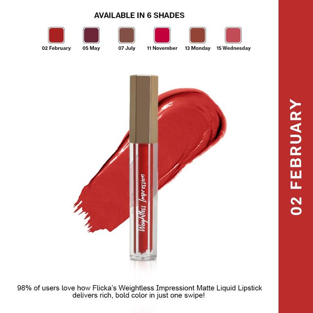 Flicka Weightless Impression Matte Liquid Lipstick | 02 February