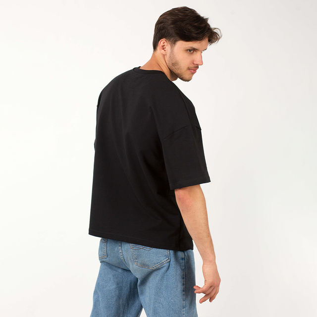 Mad Over Print Men's Trust God Oversized T-shirt | Black - XL