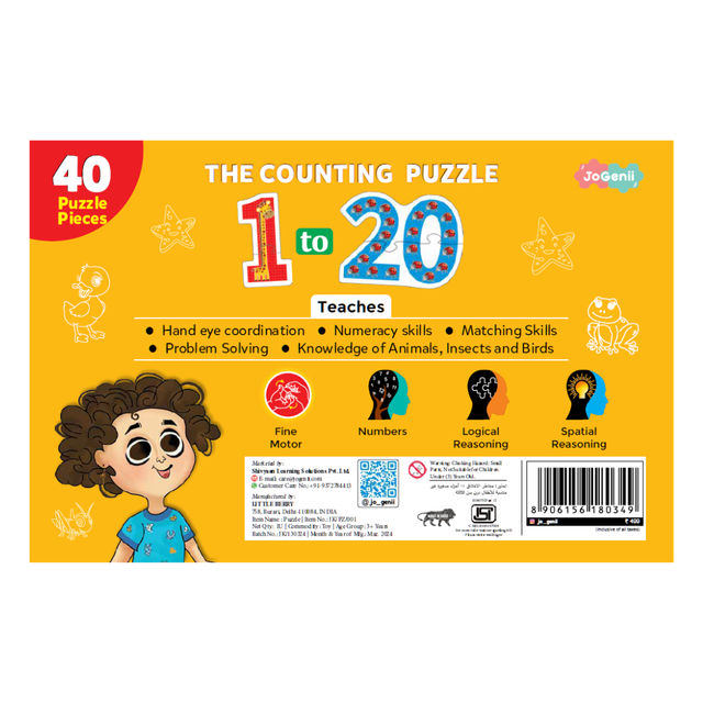 JoGenii 1 To 20 Counting Jigzaw Puzzle | Fun And Educational 40 Piece Jigsaw Puzzle
