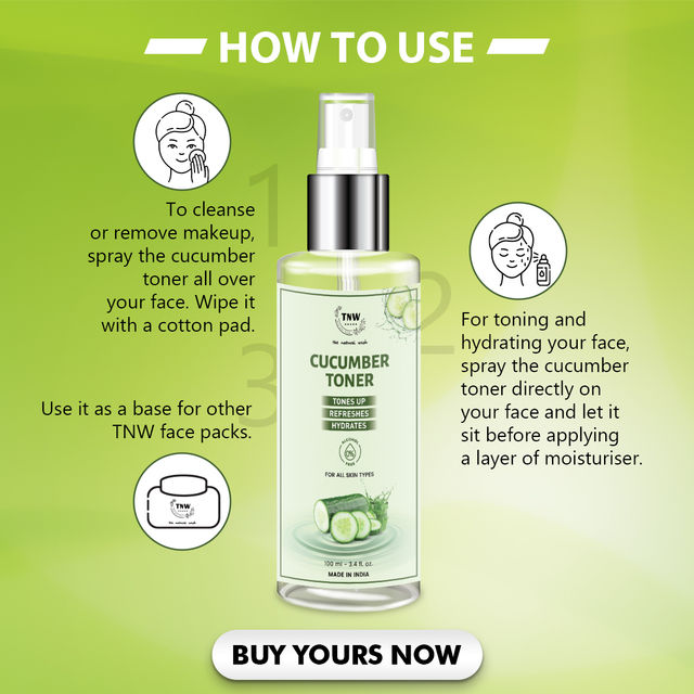 TNW The Natural Wash Cucumber Toner for Cleansing & Refreshing Skin Pore Tightening Toner with Spray