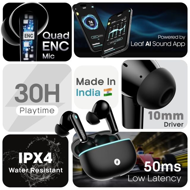 Leaf Buds X121 True Wireless Earbuds With Leaf Ai Sound App, 30H Playtime,10Mm Driver(Pure White)