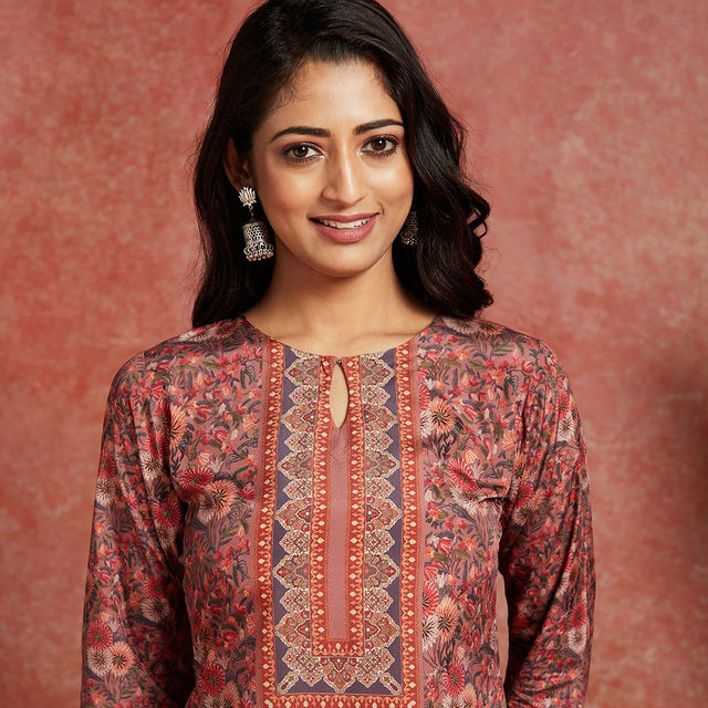 Libas Women Multi Crepe Floral Straight Kurta - 26563L