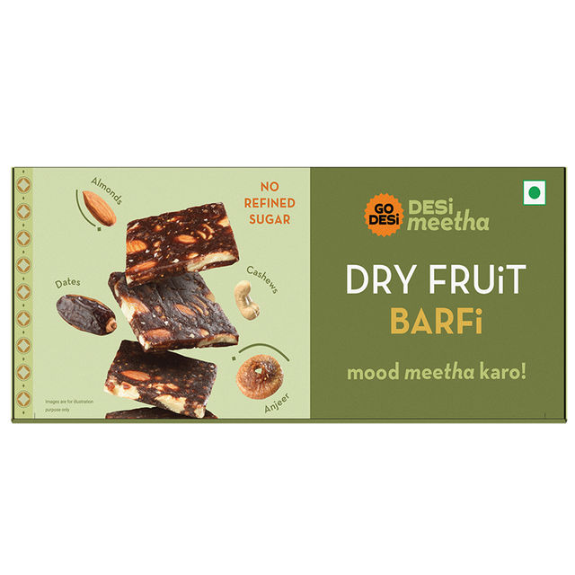 Tangy Imli (Tamarind) 10 Pcs Sour Candy | No Refined Sugar | Lollipop By Go Desi (10pc) & Dry Fruit Barfi, 6 Pcs | No Added Refined Sugar | Single Packs | Burfi | Sweets | By Go Desi (120g) Combo