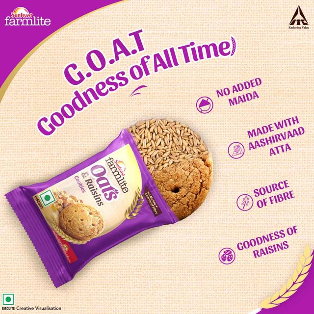 Sunfeast Farmlite Biscuit - Cookies - Oats & Raisins 150 g Combo