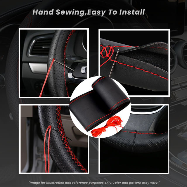 Potauto Car Steering Wheel Cover | Breathable & Anti-Slip Leather | Assorted | Universal Fit - A618
