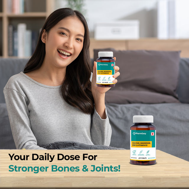 Pharmeasy Calcium, Magnesium, Vitamin D3 & Zinc - Bones & Dental Health