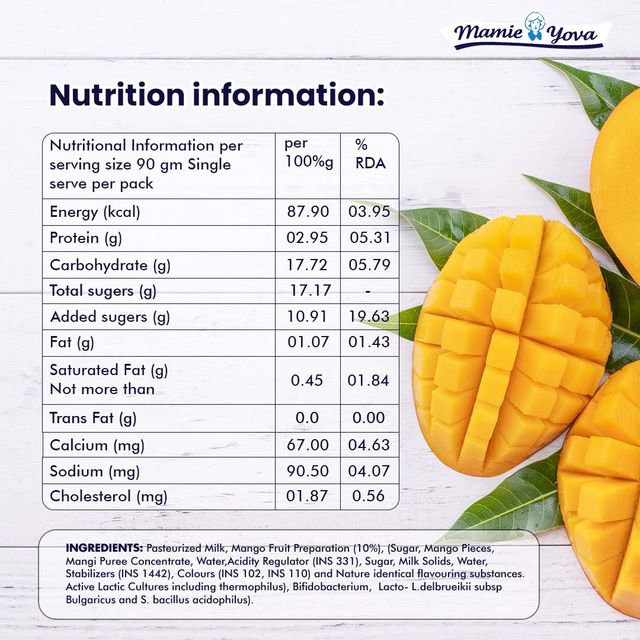 Mamie Yova Deliciously French Fruit Yogurt- Mango 90 g Combo
