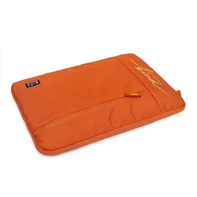 QIPS Unisex Solid PU Coated Polyester 15.6 L Laptop Sleeve | Orange - 15 Inches