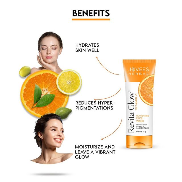Jovees Herbal Revita Glow Vitamin C Face Wash With Olives And Kakadu Plum For Hyperpigmentation