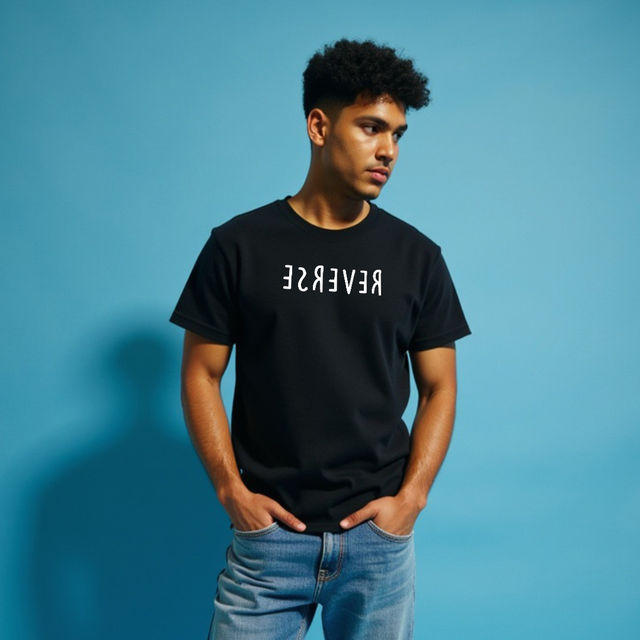 Mad Over Print Men's Reverse T-shirt | Black - XL