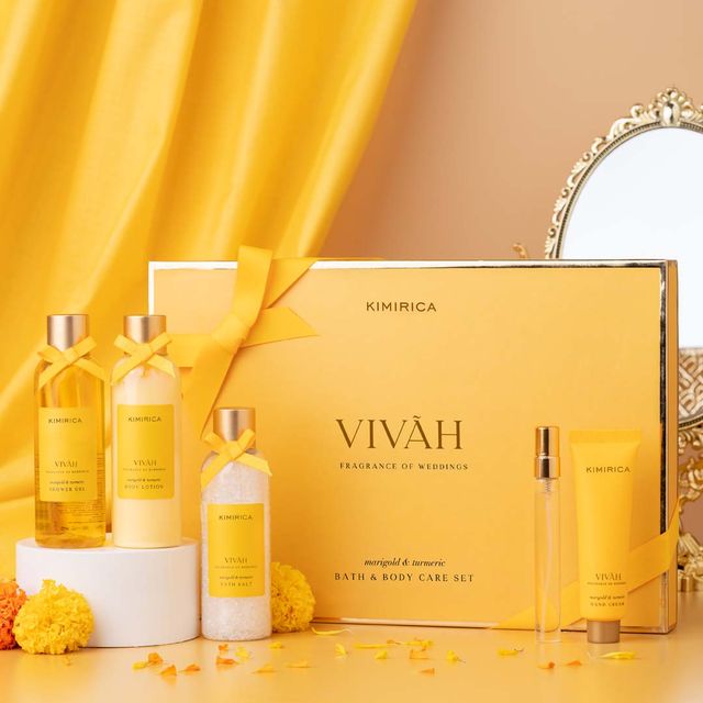 Kimirica Vivah Indulgence Gift Set | Perfume, Bath & Body Essentials | With Marigold & Turmeric