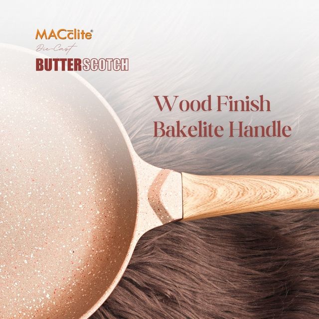Macclite Non Stick PDC Granite+ Induction Base ButterScotch Deep Frying Pan 24 cm