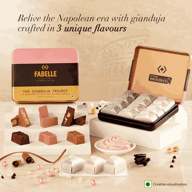 Fabelle Gianduja Trilogy - Assorted Hazelnut Infused 12 Chocolate Cubes