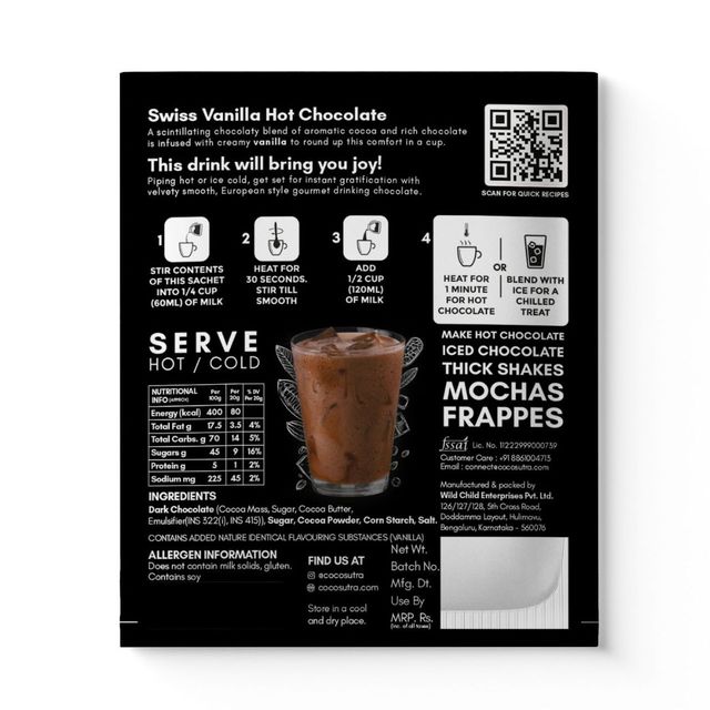 Cocosutra Swiss Vanilla Hot Chocolate Mix, makes 8 cups
