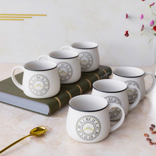 The Earth Store Cup O'clock Ceramic Tea Cups | 200 ml Microwave Safe Coffee Cup