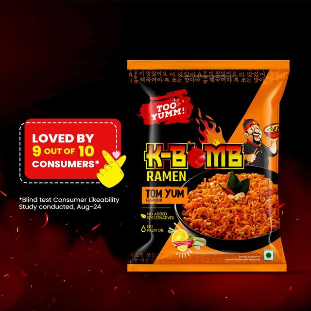 Too Yumm K-Bomb Ramen Tom Yum Instant Noodles | Tangy n Spicy Flavour | Korean Veg
