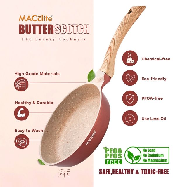 Macclite Non Stick PDC Granite+ Induction Base ButterScotch Deep Frying Pan 24 cm