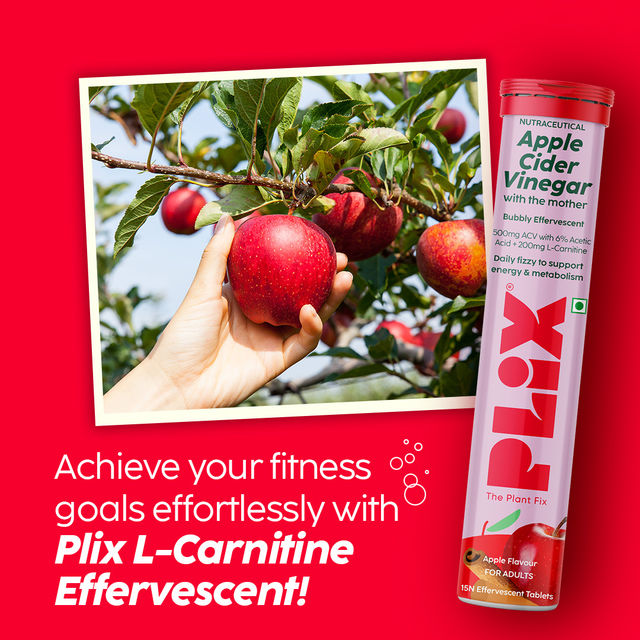 Plix Apple Cider Vinegar L-Carnitine Effervescent for converting fat into energy - Pack Of 1