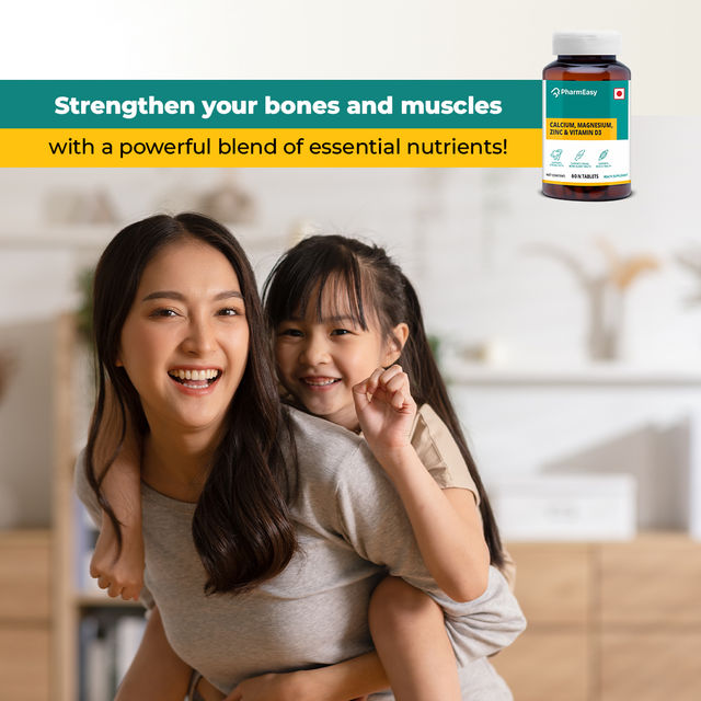 Pharmeasy Calcium, Magnesium, Vitamin D3 & Zinc - Bones & Dental Health