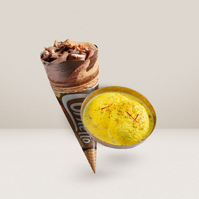 Kwality Wall'S Cornetto Double Chocolate & Kesari Rasmalai Combo