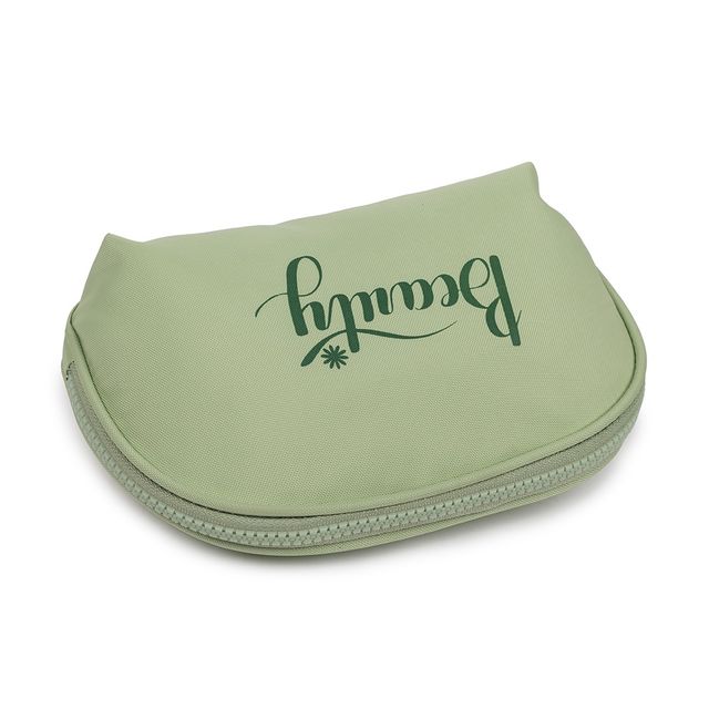 Qips Beauty Semi-Circle Zipper Cosmetic Bag Travel Accessory - Saga Green