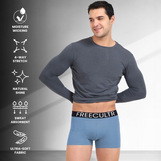 Freecultr Men's Underwear Organic Cotton Trunk - Pack of 1 Shadow Blue - XL