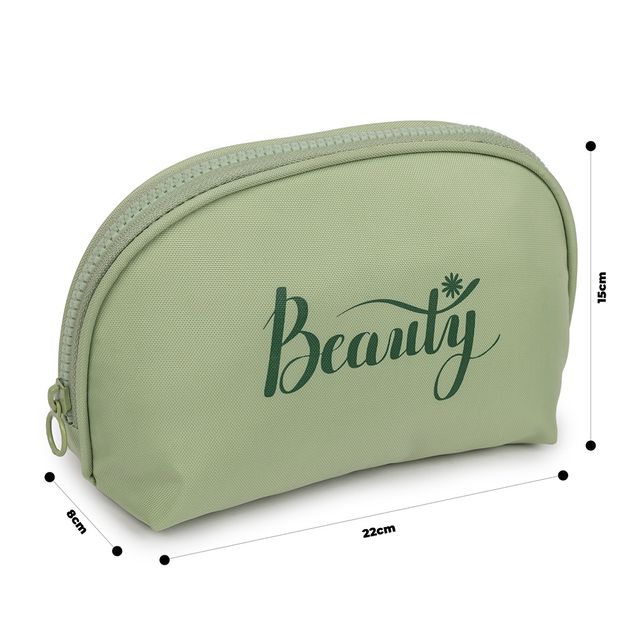 Qips Beauty Semi-Circle Zipper Cosmetic Bag Travel Accessory - Saga Green
