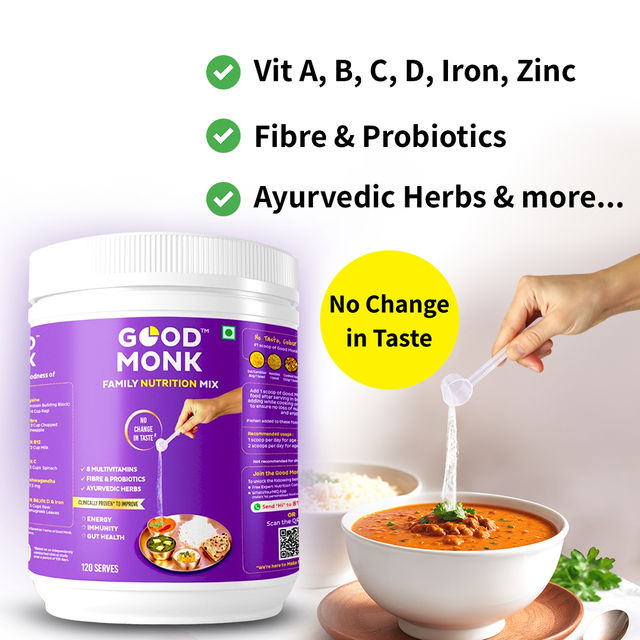 Good Monk Family Nutrition Mix with Multivitamins & Probiotics - No Change in Taste | 120 Serves