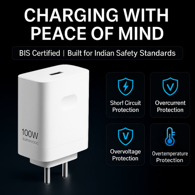 Roarx 100W Super Vooc Charger Adapter for Fast Charging Compatible with OnePlus
