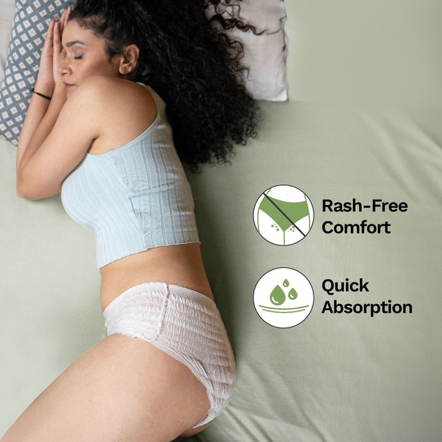 Pee Safe Disposable Leak-Proof Period Panty|Seamless & Comfortable for Day & Night Protection (M-L)