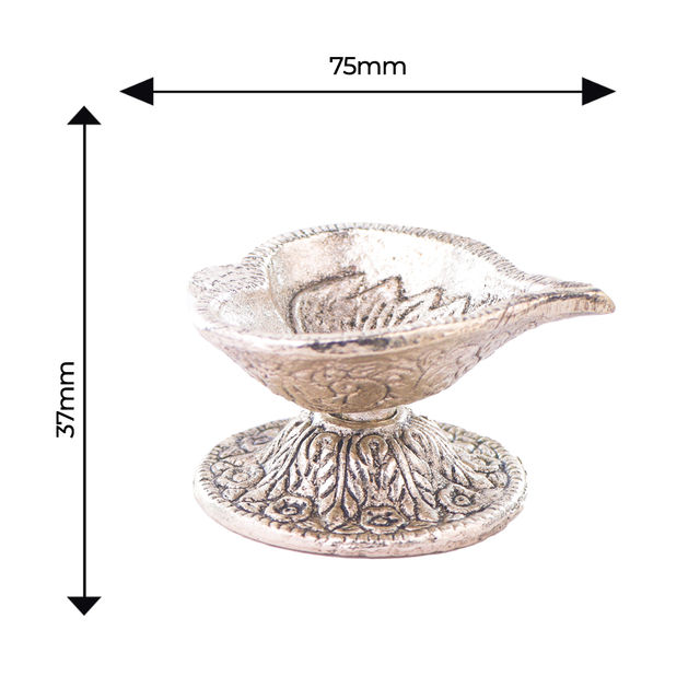 Devnidhii Diya Silver Plated Leaf Shape