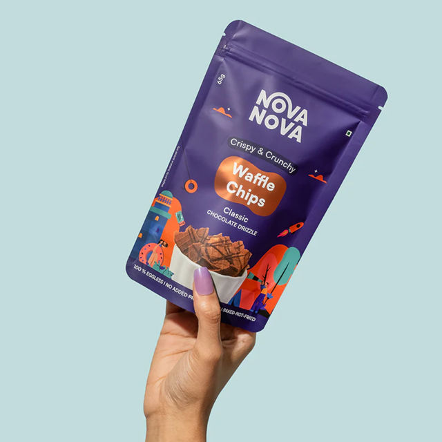Nova Nova Waffle Chips- Classic Chocolate Drizzle 65 g Combo