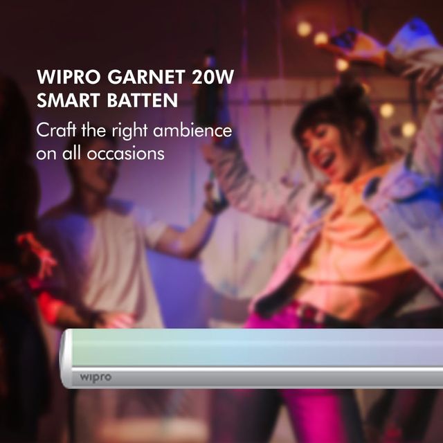 Wipro Next Smart Wi-Fi 20W CCT+RGB LED Batten | Compatible with Amazon Alexa and Google Assistant