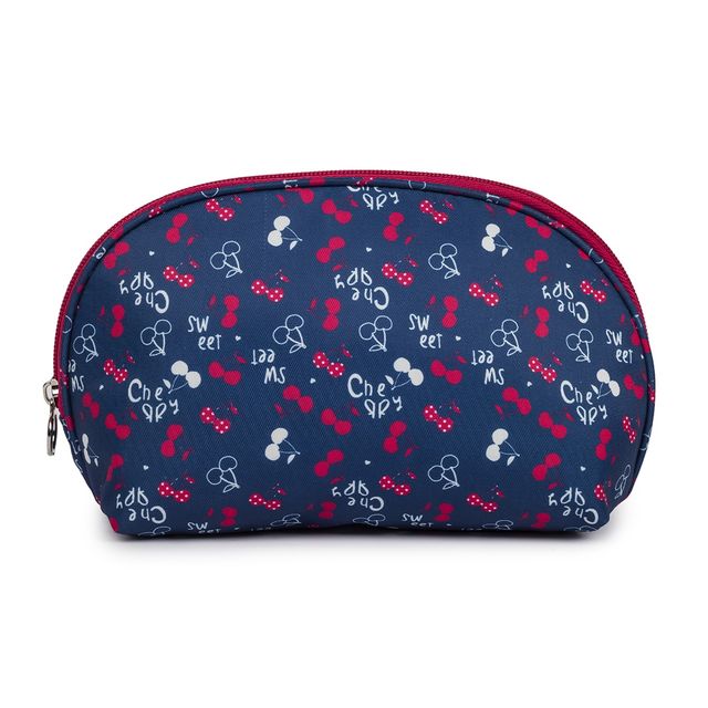 Qips Printed Semi-Circle Zipper Cosmetic Pouch Travel Accessory - Navy Blue