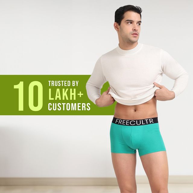 Freecultr Men's Underwear Organic Cotton Trunk - Pack of 1 Holly Green - XXL
