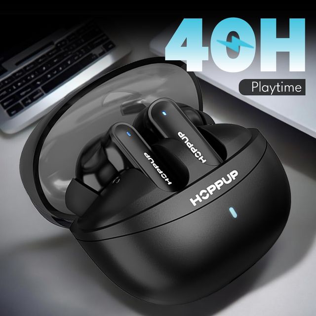 Hoppup Airdoze F50 Earbuds With 40H Playtime, 40Ms Low Latency, Ai Enc(Stealth Black,True Wireless)