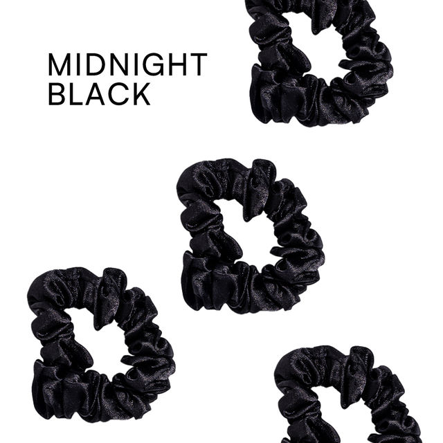 Gush Beauty Premium Hair Satin Rubber Band/Scrunchie | Set of 3 | Black, White & Gray