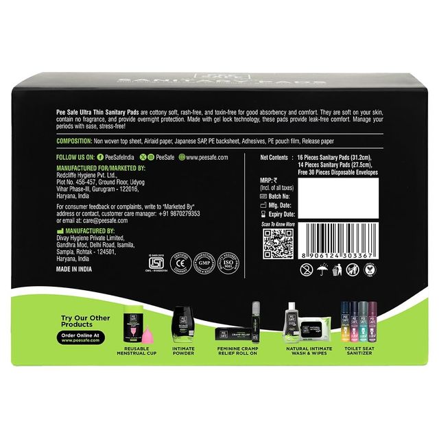 Pee Safe Ultra Thin (14 XL + 16 XXL) Sanitary Pads