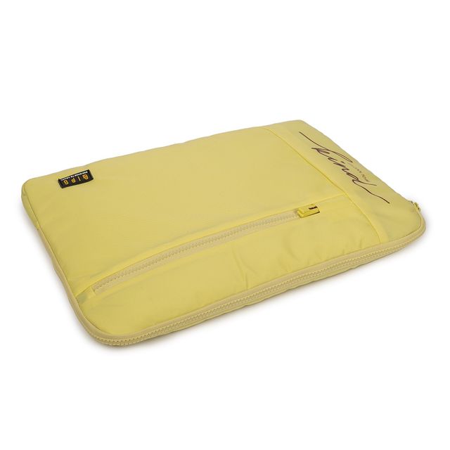 QIPS Unisex Solid PU Coated Polyester 15.6 L Laptop Sleeve | Yellow - 15.6 Inches